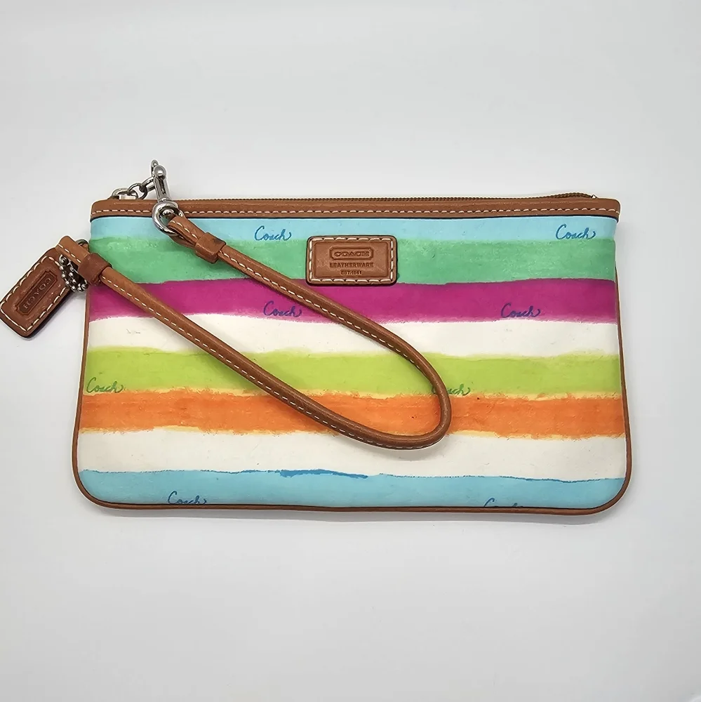 Multi color coach wristlet - Picture 1 of 3